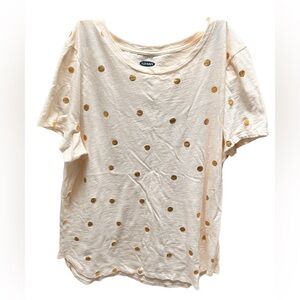 Women’s large Old Navy light tan/metallic gold polka dot wear everywhere tshirt